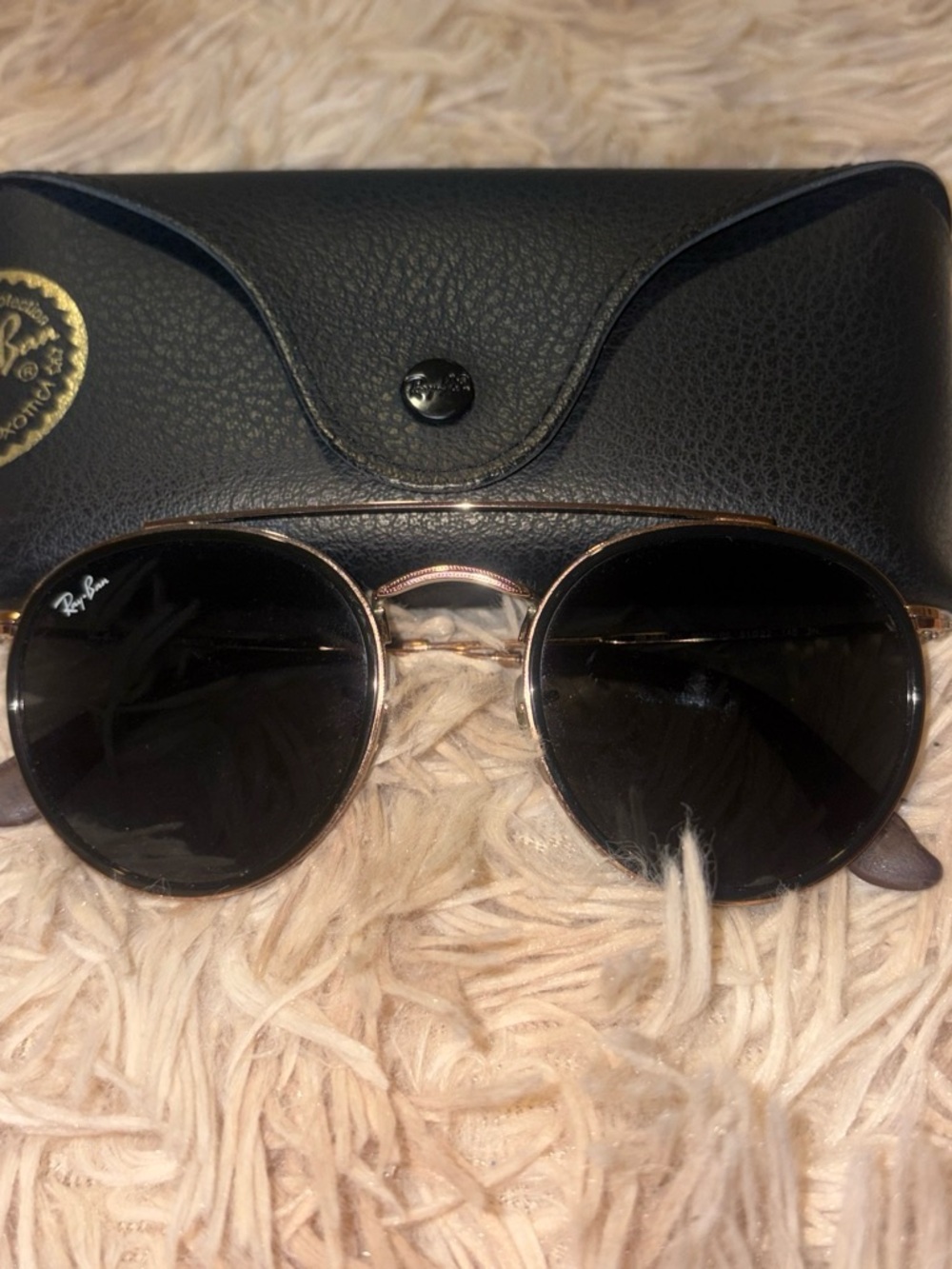 Ray-Ban Gold Frame Sunglasses with Black Lenses